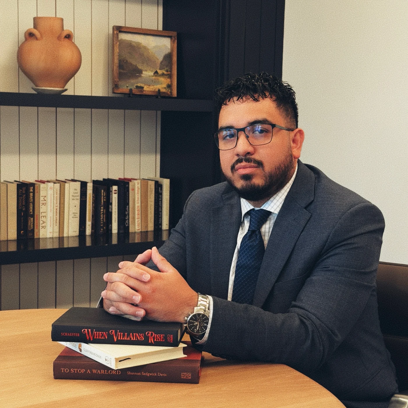 Javier A. Santoyo seated in his office